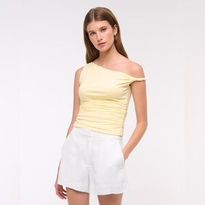 Abercrombie & Fitch Sloane White Tailored Linen Blend Shorts